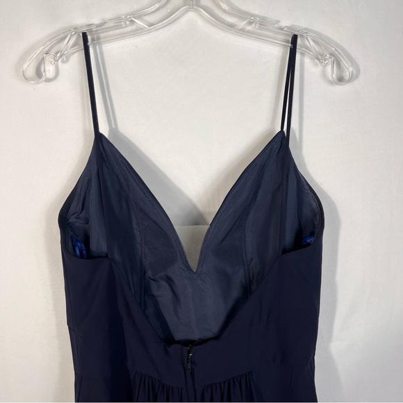 Mori Lee Madeline Gardner 21597 Blue Chiffon Open Back Plunge Neckline Dress 8 - Picture 6 of 12